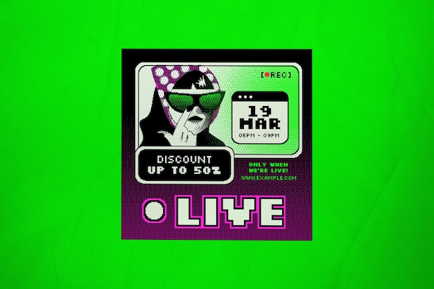 Groene pixelated video games korting spandoek