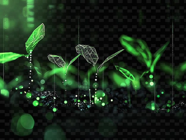 PSD groene planten met groene lichten op de achtergrond