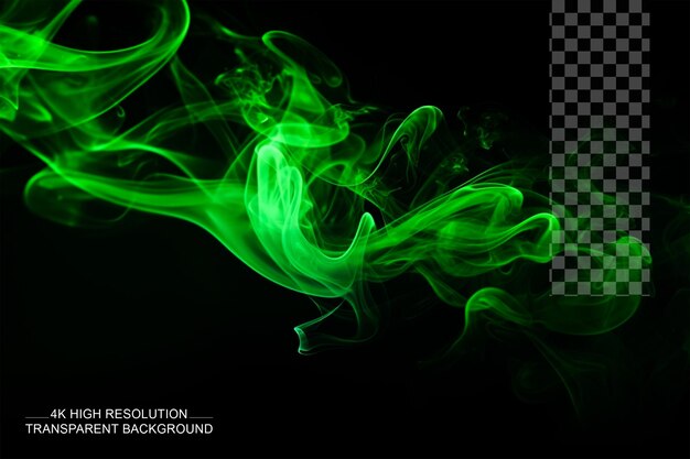 PSD groene rook met chaosrook en super hdr realistisch op transparante achtergrond