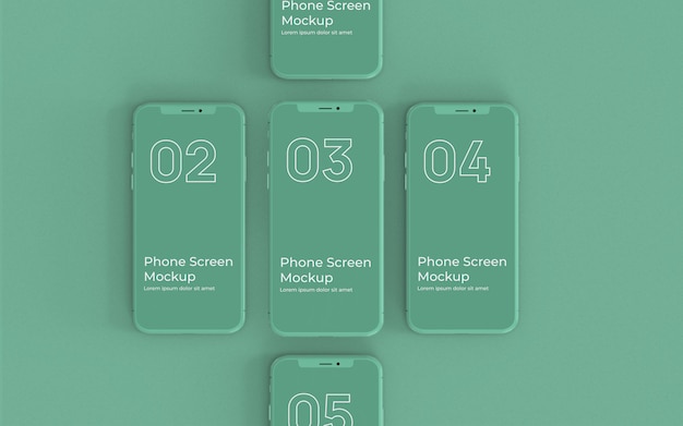 PSD groene smartphones bovenaanzicht
