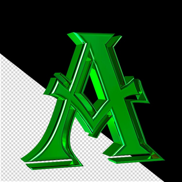 PSD groene symboolweergave vanaf linker letter a