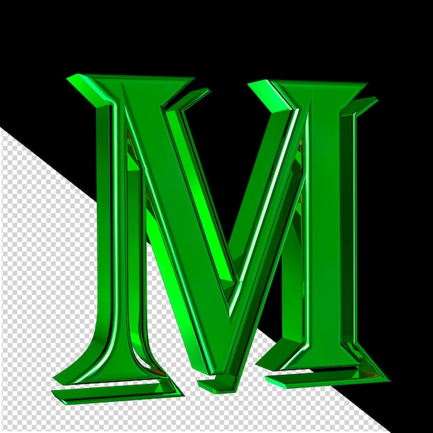 PSD groene symboolweergave vanaf linker letter m