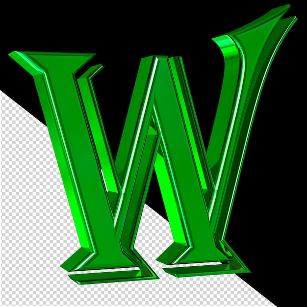 PSD groene symboolweergave vanaf linker letter w