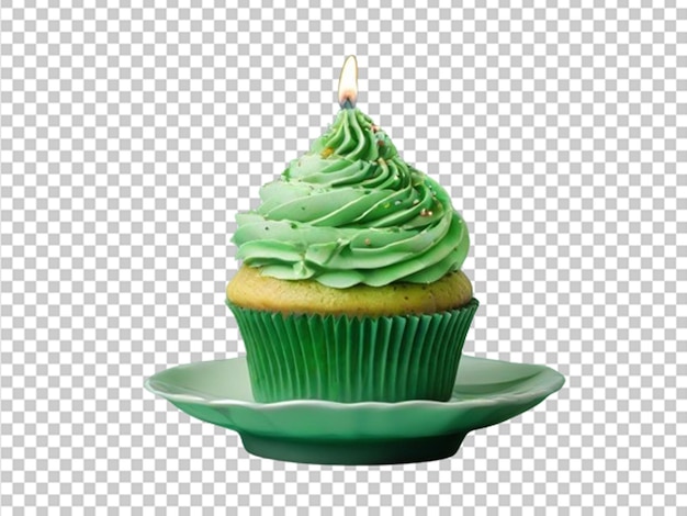 PSD groene verjaardag cupcake met groene glazuur