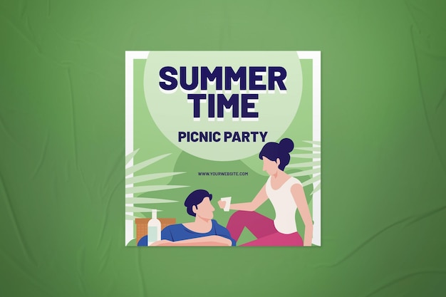 Groene zomer picknick instagram post