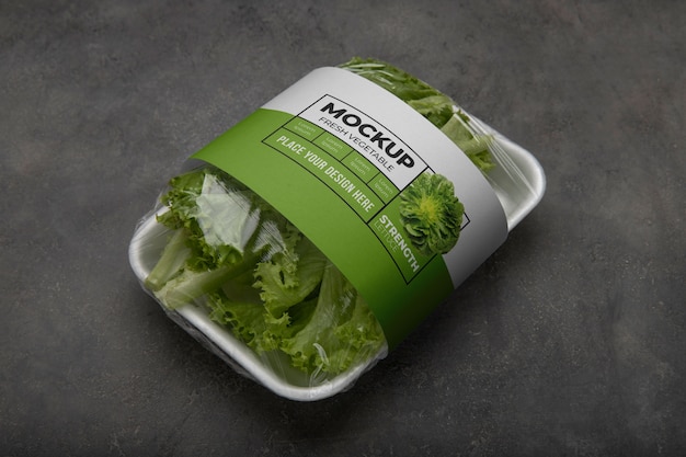 PSD groente plastic pakket mockup