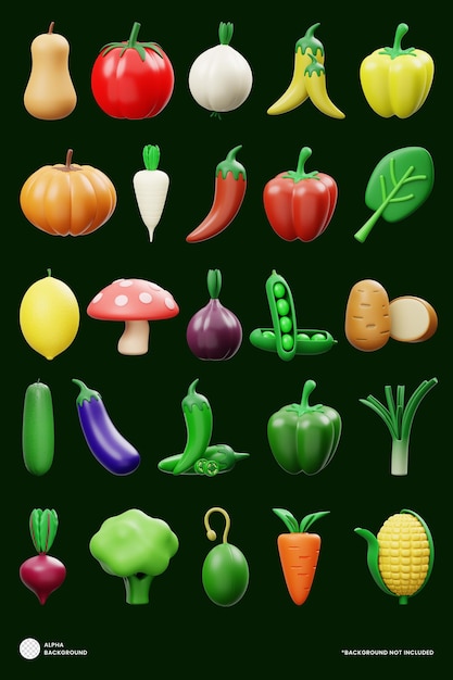 Groenten 3d icon set