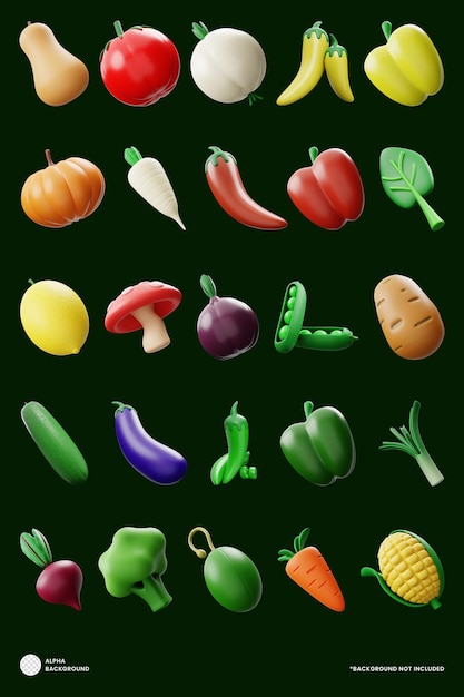 Groenten 3D Icon Set