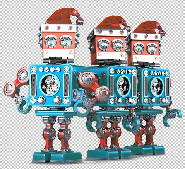 Groep Santa Robots. Technologie kerstconcept