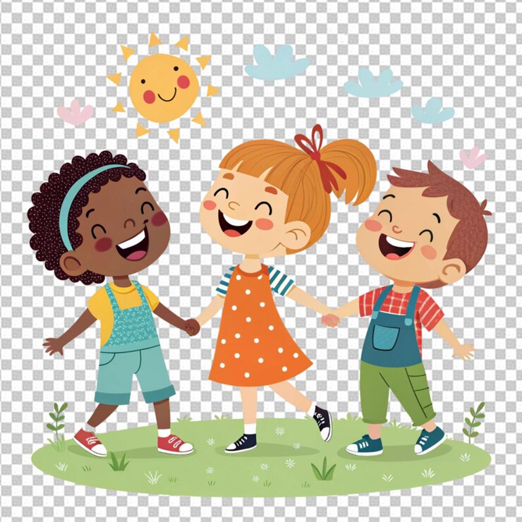 PSD groep van doodle kinderen cartoon personage