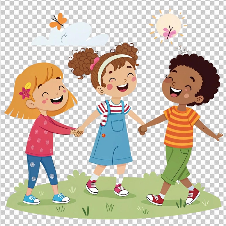 PSD groep van doodle kinderen cartoon personage