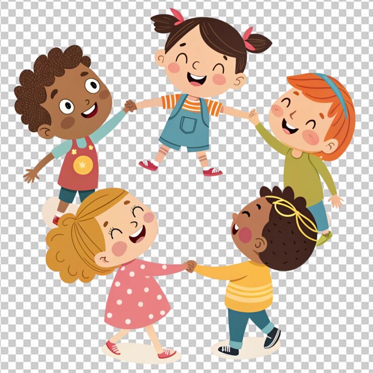 PSD groep van doodle kinderen cartoon personage