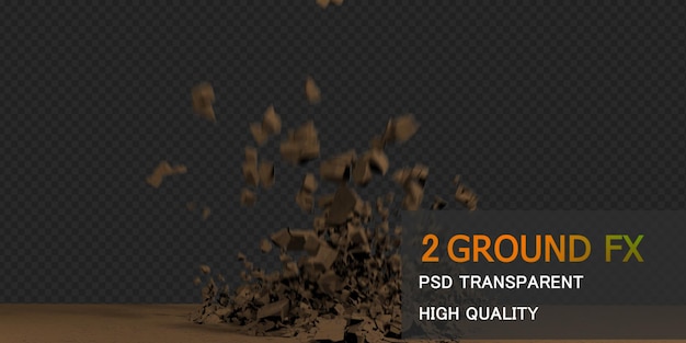 PSD grondinstortingseffect op een groen scherm achtergrond 3d illustratie designx9xa