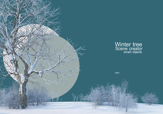 grote boom in de wei in de winter