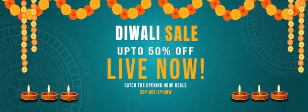 Grote Diwali-aanbieding Twitter-bannersjabloon
