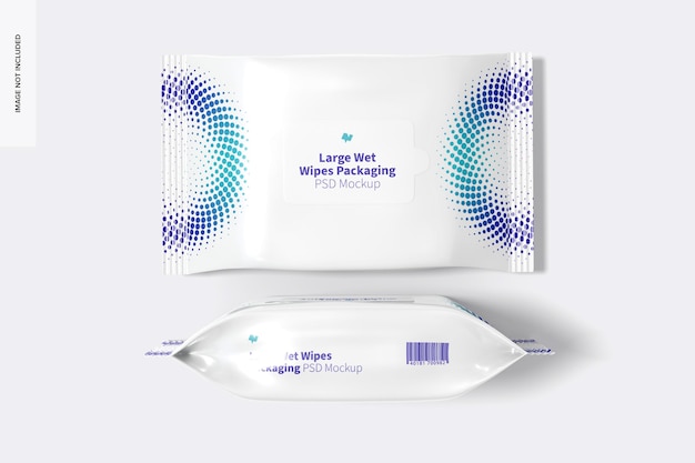 Grote natte doekjes verpakking Mockup, bovenaanzicht