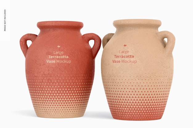 Grote terracotta vazen met handvatten mockup