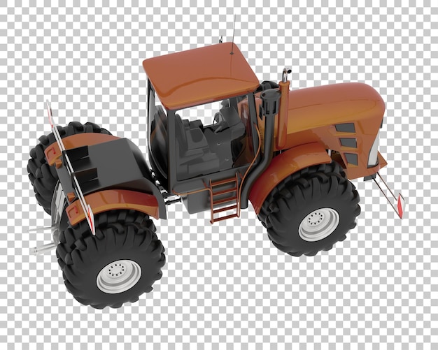 Grote tractor op transparante achtergrond 3d-rendering illustratie