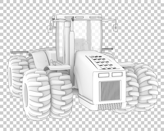 PSD grote tractor op transparante achtergrond 3d-rendering illustratie