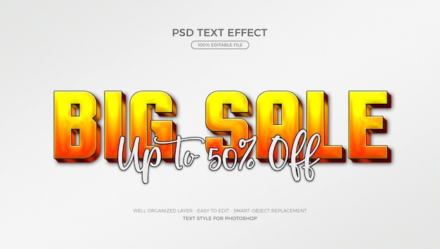 Grote verkoop bewerkbare 3d-teksteffectsjabloon