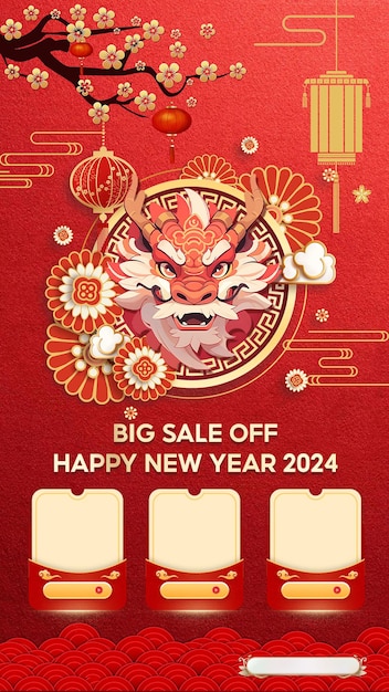 PSD grote verkoop op sociale media lunar new year 2024