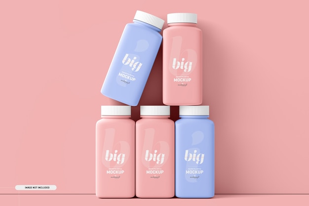 Grote vierkante pil supplement fles Mockup