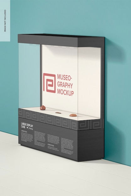 Grote vitrine mockup zijaanzicht