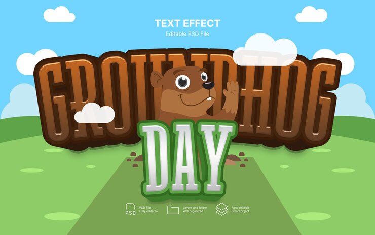 PSD groundhog day text effect