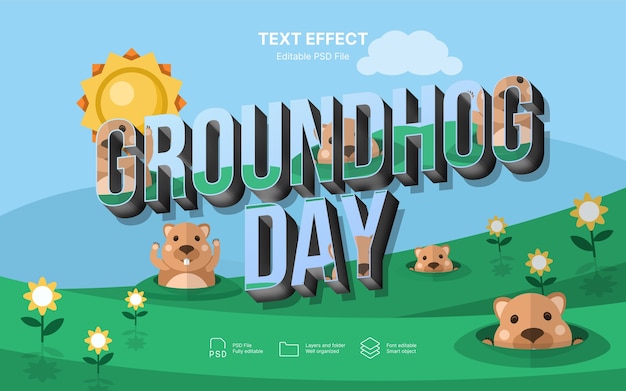 PSD groundhog day text effect