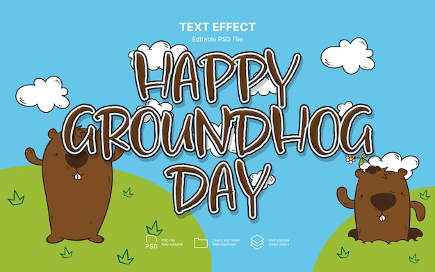 PSD groundhog day text effect