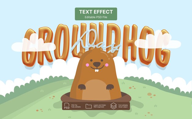 PSD groundhog day  text effect