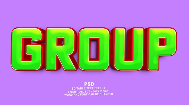 Group 3d editable photoshop text effect style with premium background