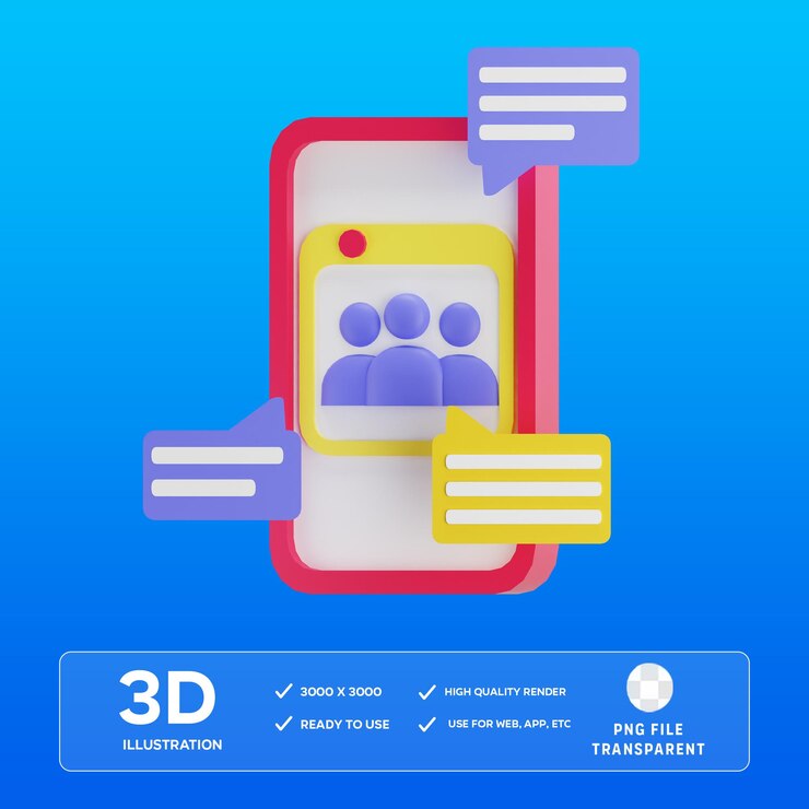PSD group 3d icon illustration