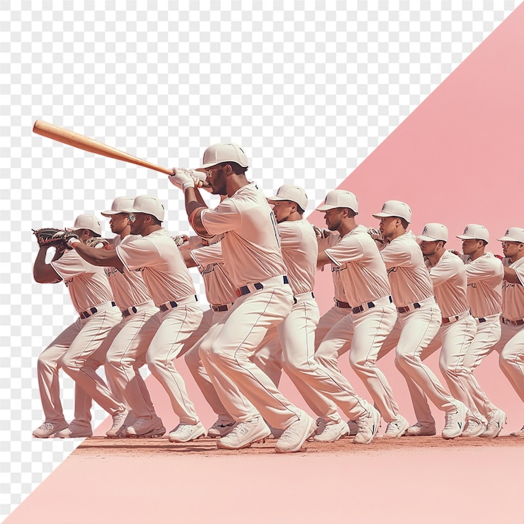 PSD a group of baseball players with a bat in their hands