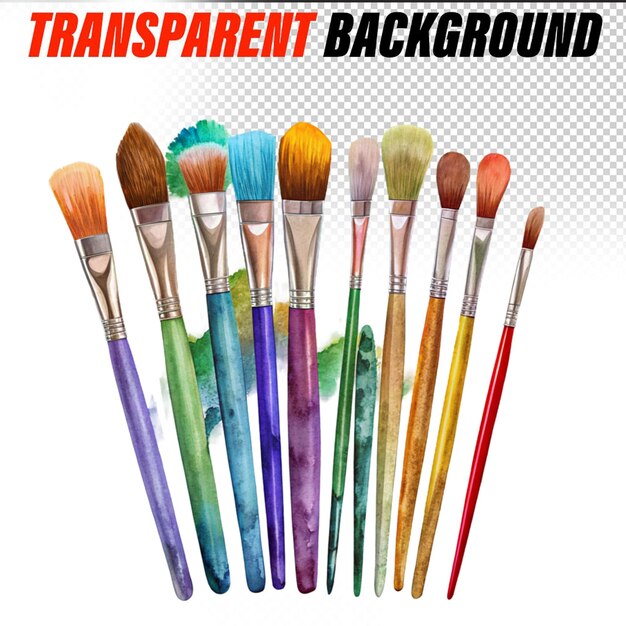 PSD group of brushes on colorful background