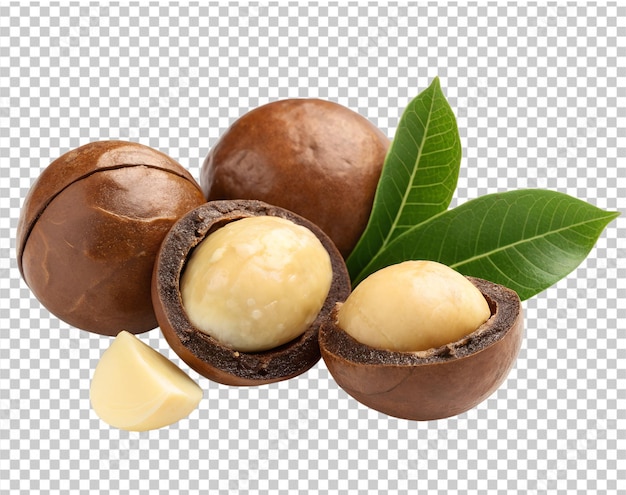 a group of chocolates with a green leaf and a leaf on a transparent background