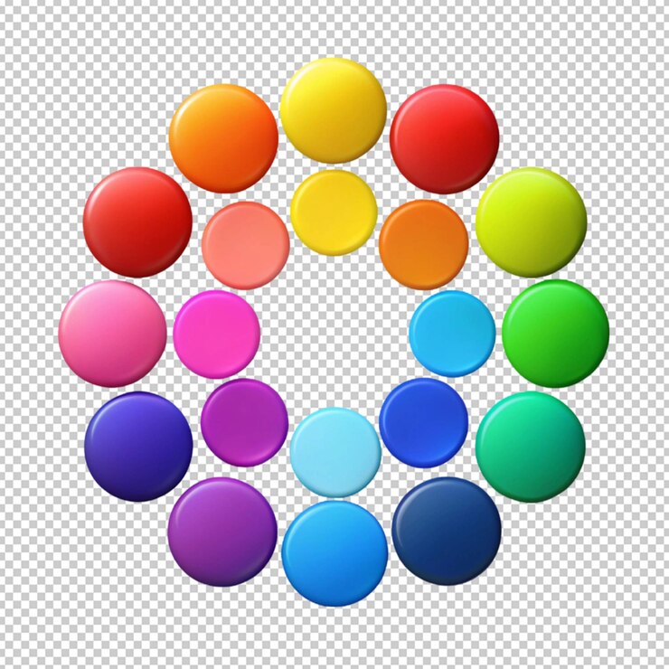 PSD a group of circles with different colors with white background