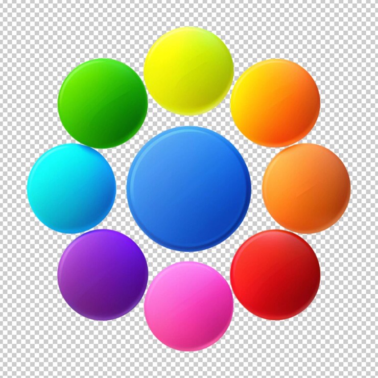 PSD a group of circles with different colors with white background