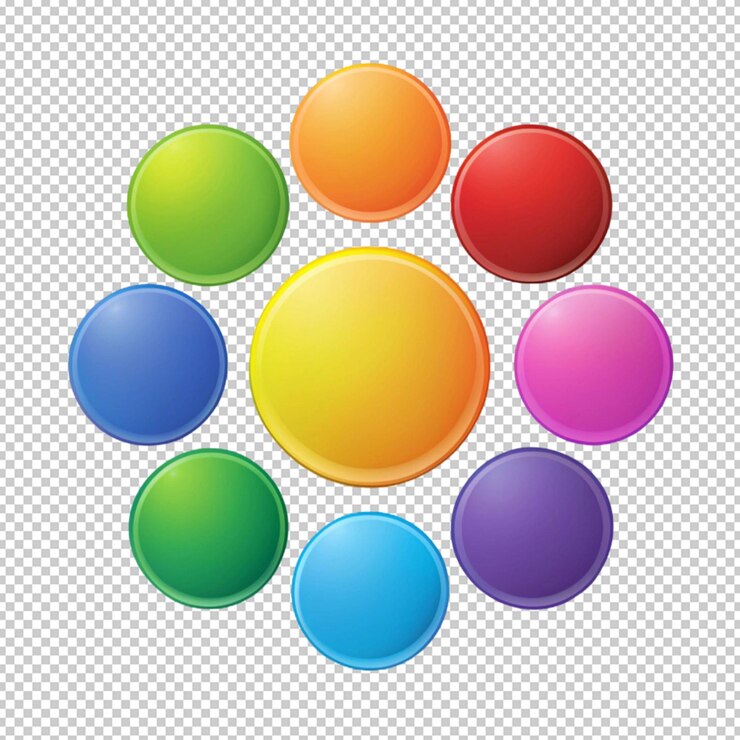 PSD a group of circles with different colors with white background