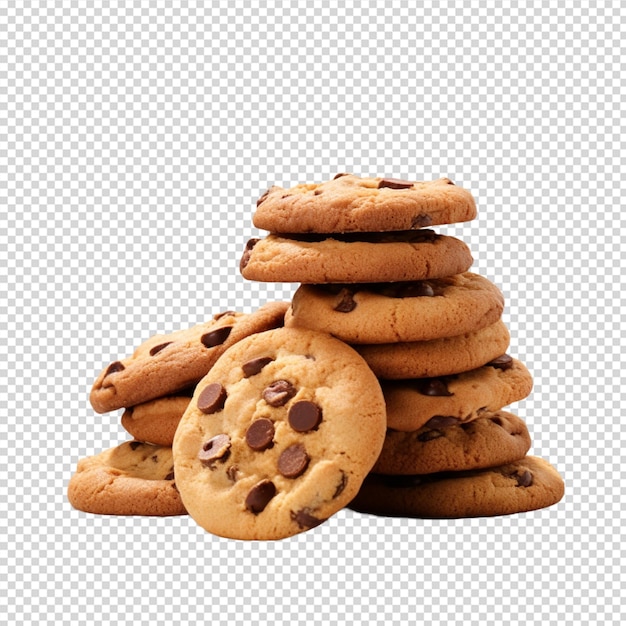 PSD a group of cookies with chocolate chips isolated on white background