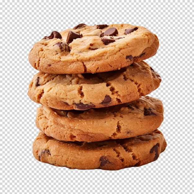 a group of cookies with chocolate chips isolated on white background