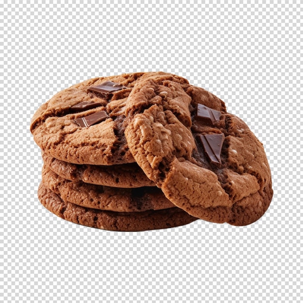 a group of cookies with chocolate chips isolated on white background