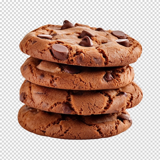 A group of cookies with chocolate chips isolated on white background