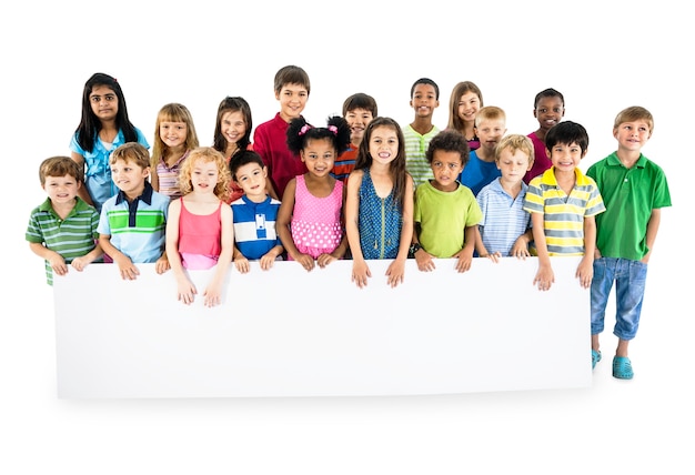 Group of diverse kids standing together