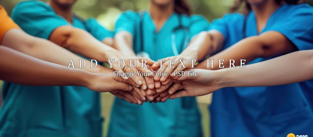 PSD group of doctors and nurses coordinate hands