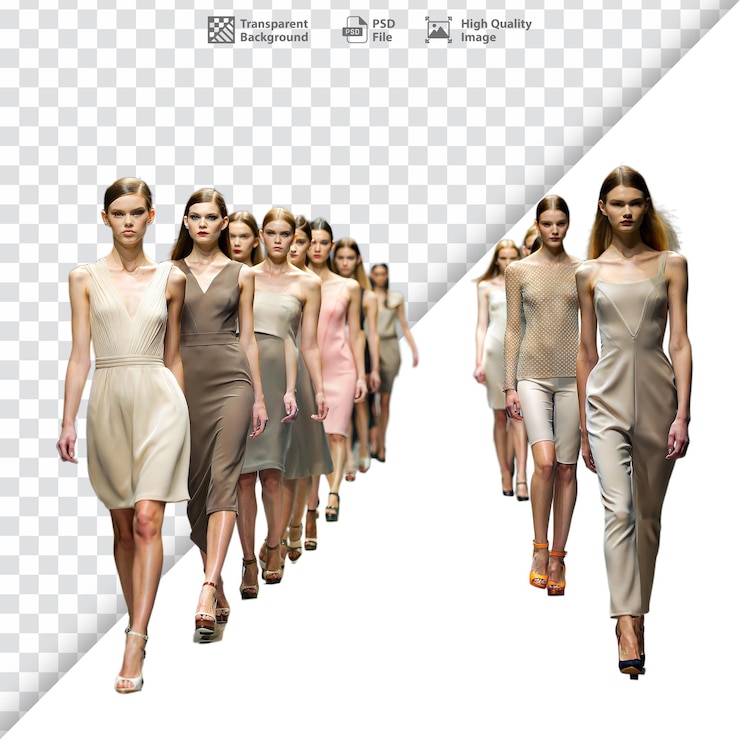 PSD group of fashion models on a runway representing fashion style and the fashion industry