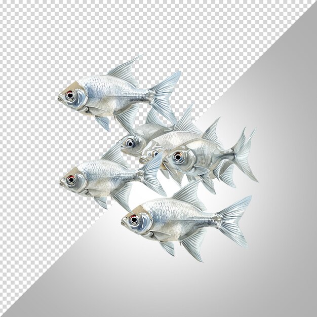 PSD a group of fish that are on a white background