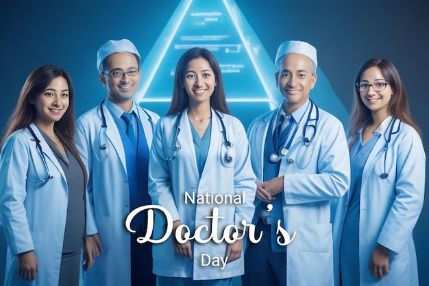 PSD group of happy doctors pose together national doctors day