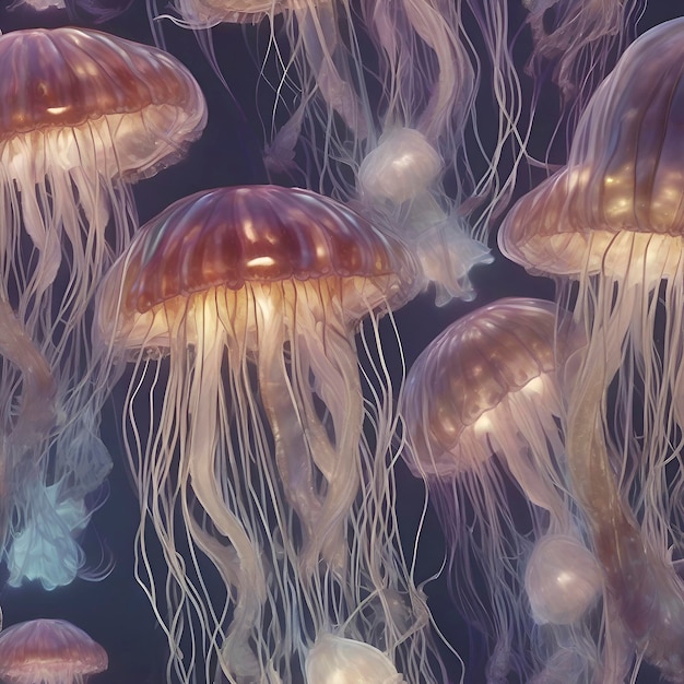 Group of jellyfish in the ocean aigenerated
