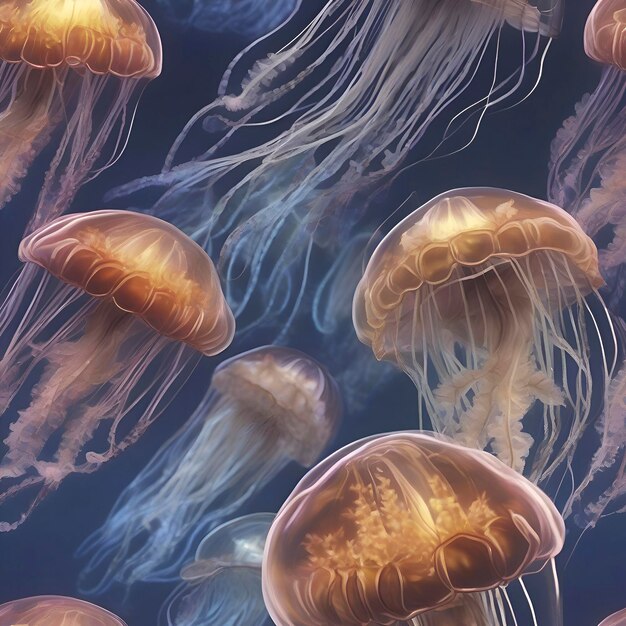 Group of jellyfish in the ocean aigenerated